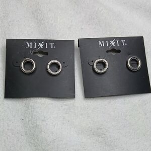 Mixit Silver Tones Earrings-1 Pair